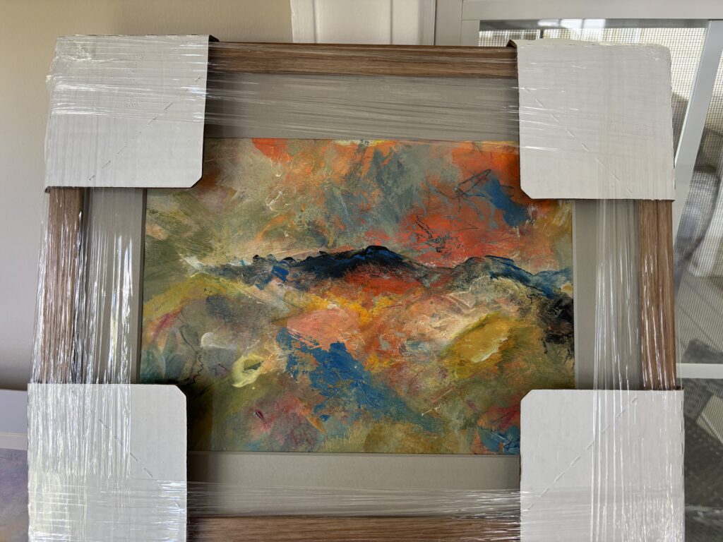And Then the Mountain Spoke, original acrylic painting by Kim McCauley, wrapped and ready for delivery